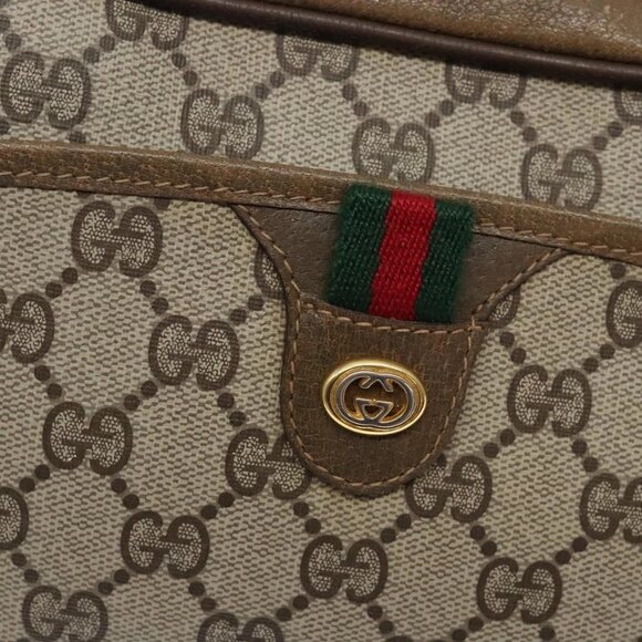 GUCCI GG Supreme Web Sherry Line Bag PVC Beige Gold 116 02 089 Auth BA4187 - Picture 12 of 16